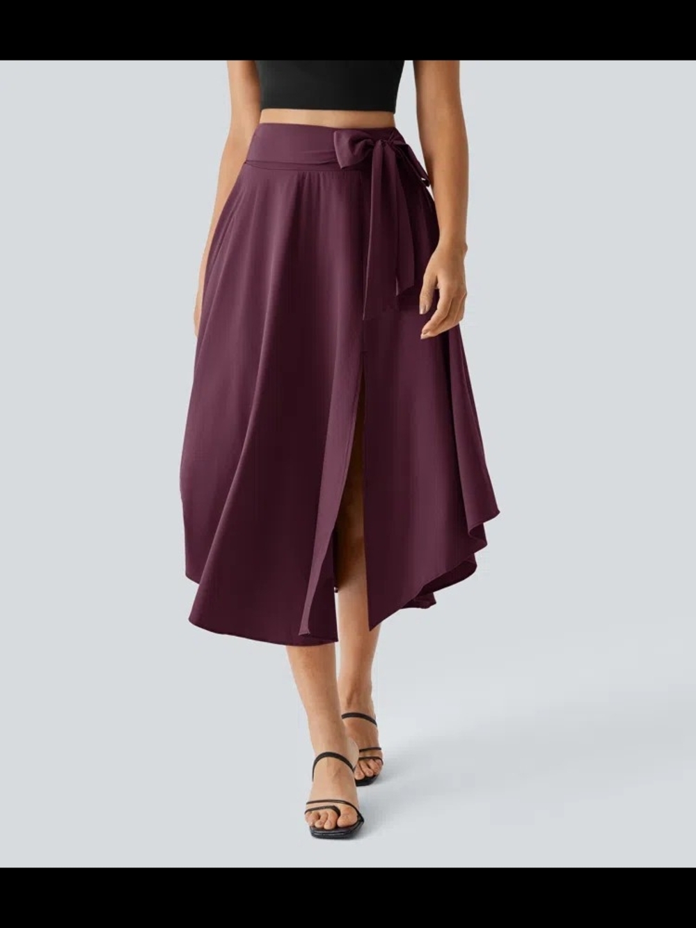 Breezeful High Waisted Tie Side 2-in-1 Curved Hem Flowy Quick Dry Midi Skirt - Picture 5 of 13